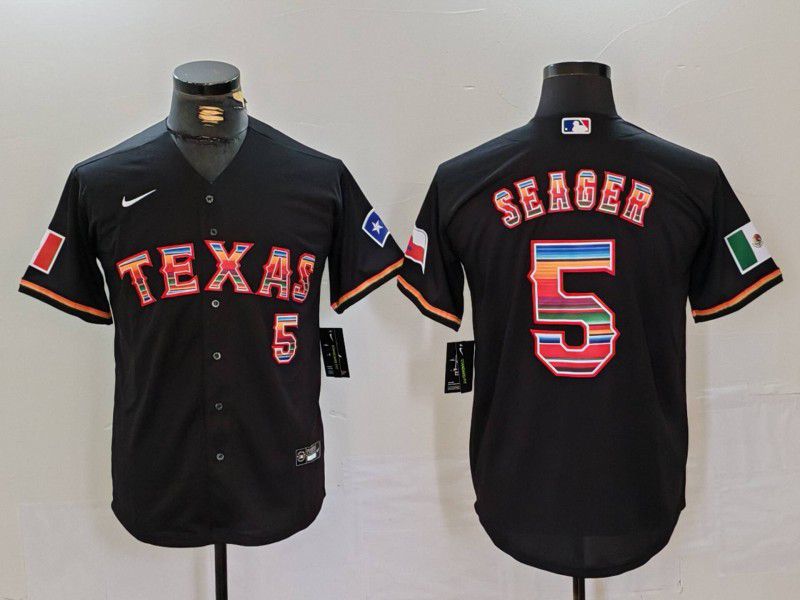 Men Texas Rangers #5 Seager Black Fashion Nike Game MLB Jersey style 40->texas rangers->MLB Jersey